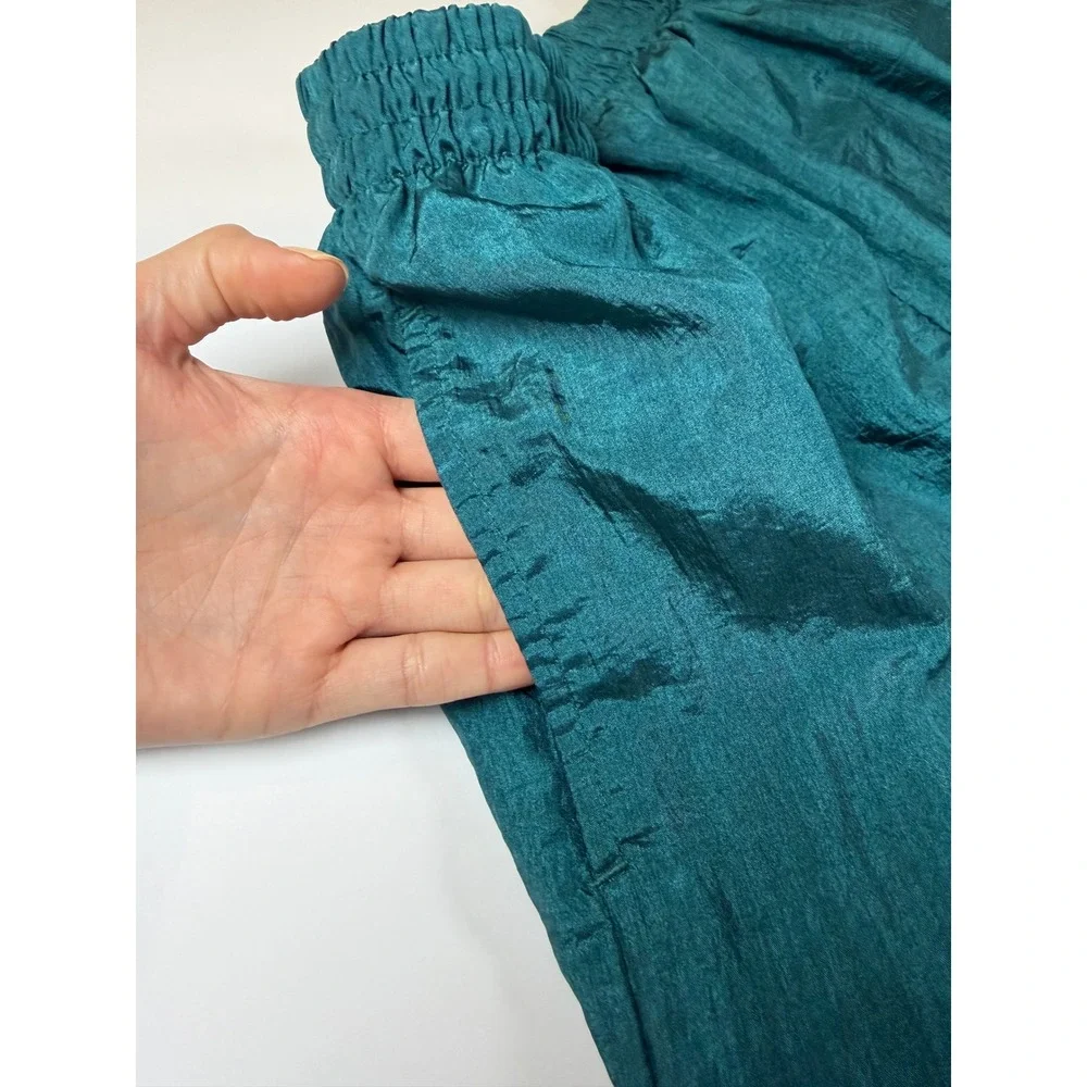 Bold Spirit Vintage 80s Track Pants Womens XL Teal Nylon Windbreaker Joggers - Picture 6 of 11